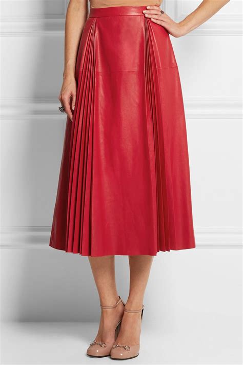 gucci red leather dress|gucci pleated dress.